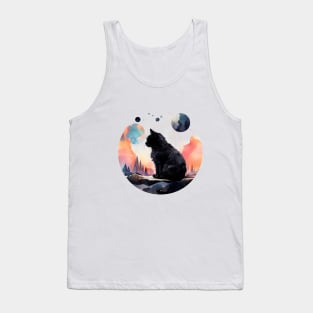 cat illustration multi color design art Tank Top